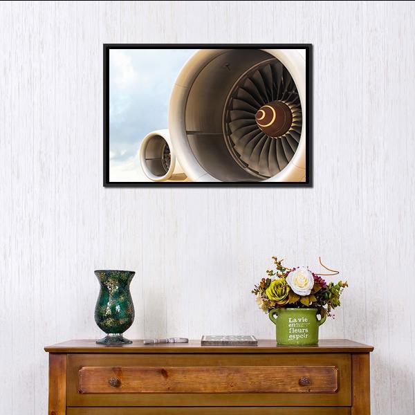 Airplane Engine Jet Canvas Wall Art-1 Piece-Floating Frame-24" x 16"-Tiaracle