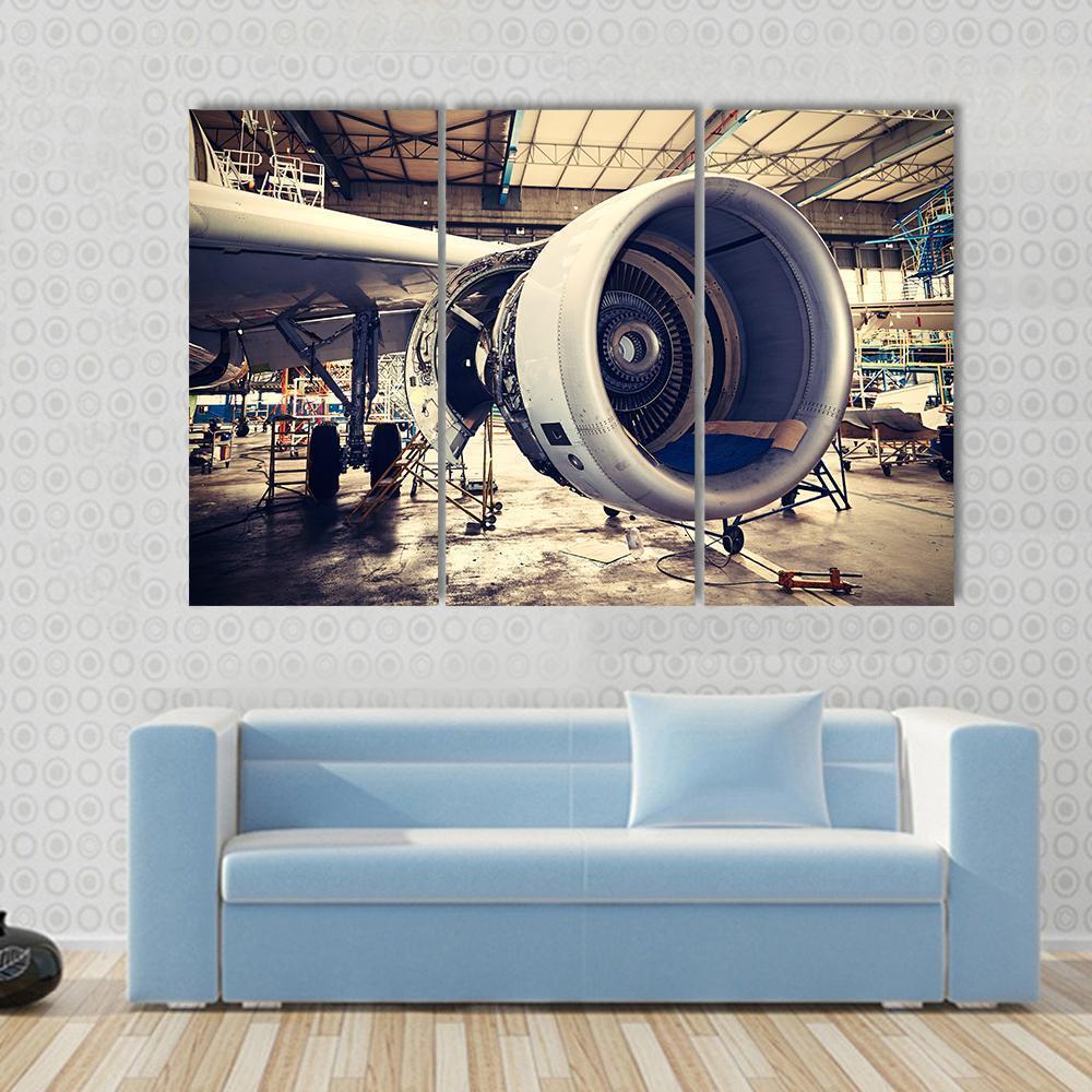 Airplane Engine Maintenance Canvas Wall Art-3 Horizontal-Gallery Wrap-37" x 24"-Tiaracle