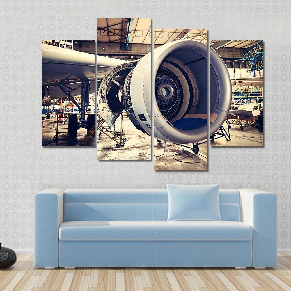 Airplane Engine Maintenance Canvas Wall Art-4 Pop-Gallery Wrap-50" x 32"-Tiaracle