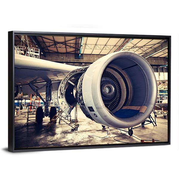 Airplane Engine Maintenance Canvas Wall Art-3 Horizontal-Gallery Wrap-25" x 16"-Tiaracle