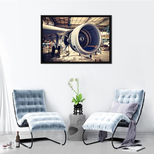 Airplane Engine Maintenance Canvas Wall Art-3 Horizontal-Gallery Wrap-25" x 16"-Tiaracle