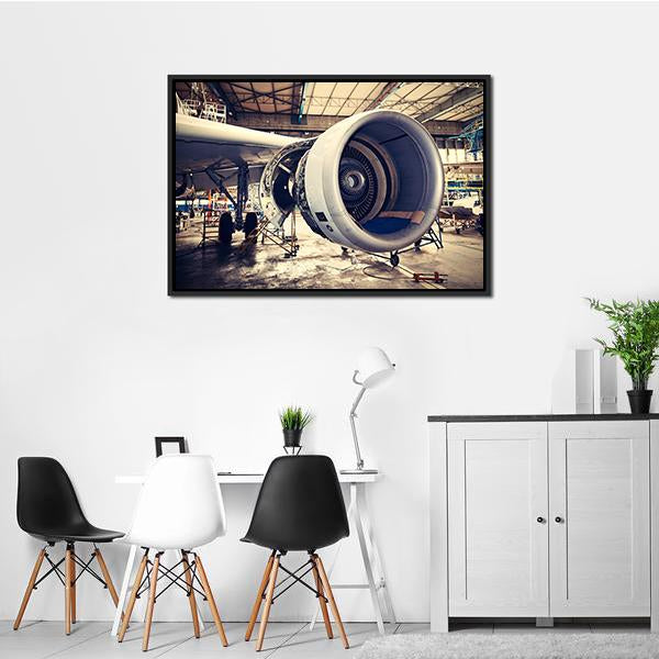 Airplane Engine Maintenance Canvas Wall Art-3 Horizontal-Gallery Wrap-25" x 16"-Tiaracle