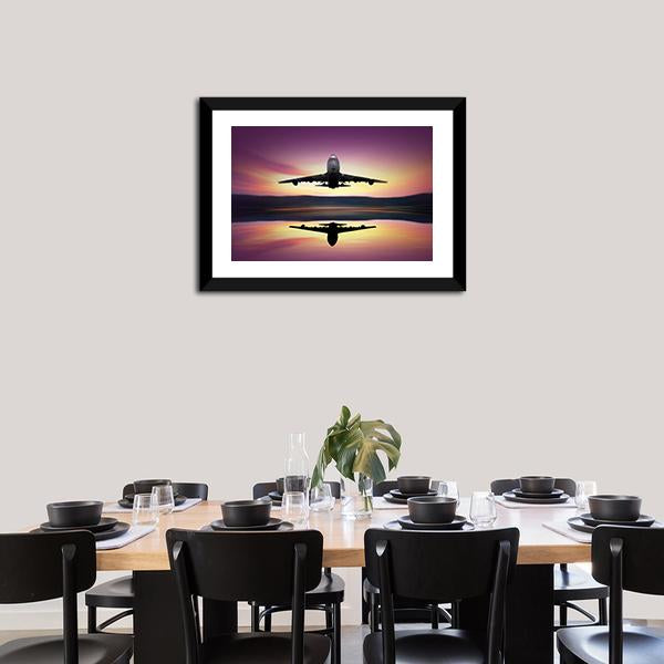 Airplane Flying Above Lake Canvas Wall Art-5 Horizontal-Gallery Wrap-22" x 12"-Tiaracle