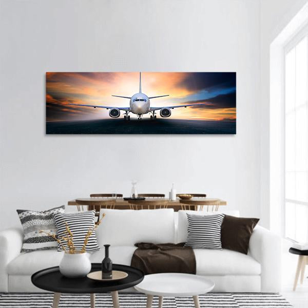 Airplane Ready For Take Off Panoramic Canvas Wall Art-1 Piece-36&quot; x 12&quot;-Tiaracle