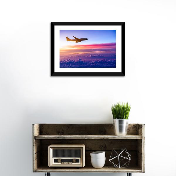 Airplane In The Sky Canvas Wall Art-1 Piece-Framed Print-20" x 16"-Tiaracle