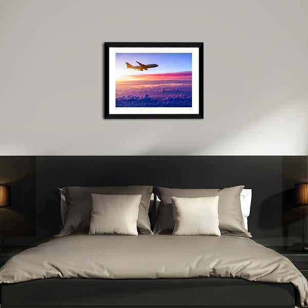 Airplane In The Sky Canvas Wall Art-3 Horizontal-Gallery Wrap-25" x 16"-Tiaracle