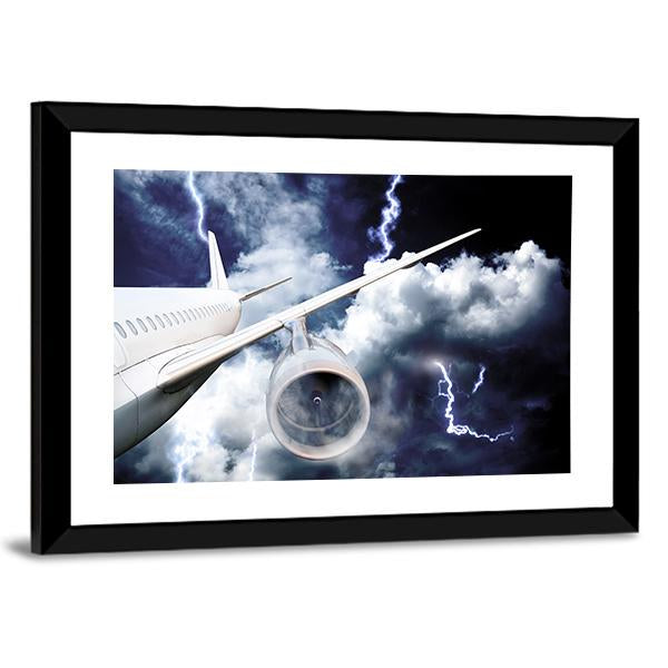 Airplane In Thunderstorm Canvas Wall Art-3 Horizontal-Gallery Wrap-25" x 16"-Tiaracle