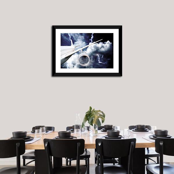 Airplane In Thunderstorm Canvas Wall Art-3 Horizontal-Gallery Wrap-25" x 16"-Tiaracle