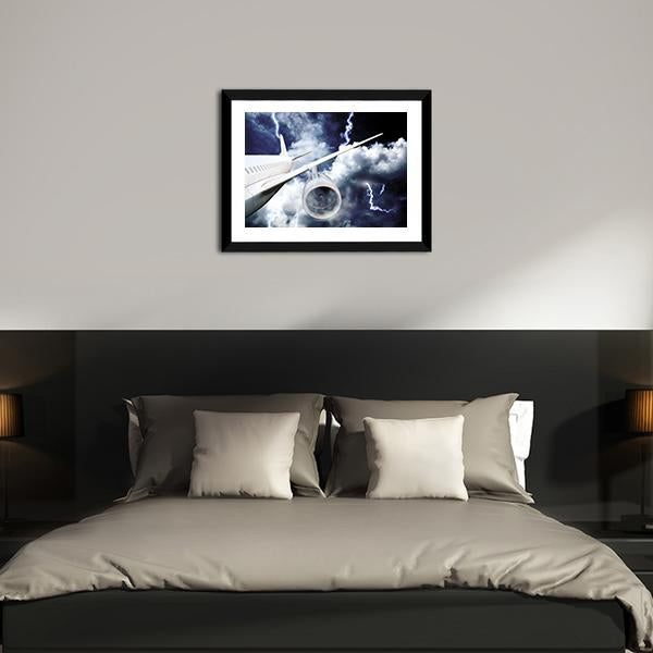 Airplane In Thunderstorm Canvas Wall Art-3 Horizontal-Gallery Wrap-25" x 16"-Tiaracle