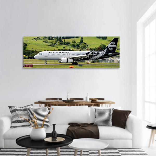 Air New Zealand Airplane Panoramic Canvas Wall Art-1 Piece-36" x 12"-Tiaracle