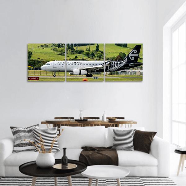 Air New Zealand Airplane Panoramic Canvas Wall Art-3 Piece-25" x 08"-Tiaracle