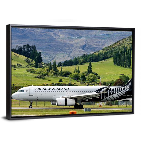 Airplane On Queenstown Airport Canvas Wall Art-3 Horizontal-Gallery Wrap-25" x 16"-Tiaracle