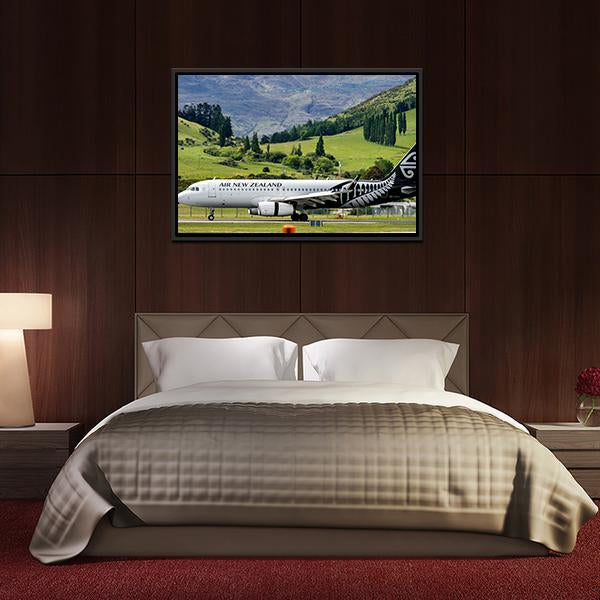 Airplane On Queenstown Airport Canvas Wall Art-3 Horizontal-Gallery Wrap-25" x 16"-Tiaracle