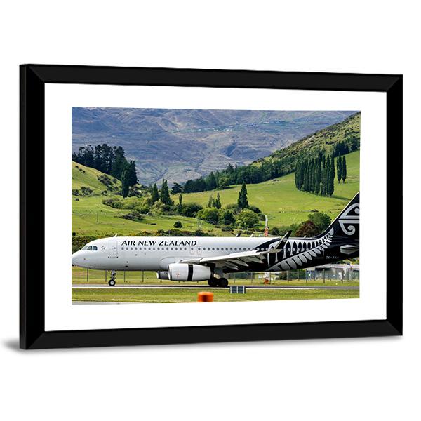 Airplane On Queenstown Airport Canvas Wall Art-3 Horizontal-Gallery Wrap-25" x 16"-Tiaracle