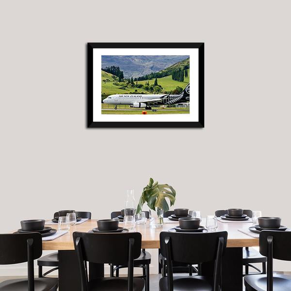 Airplane On Queenstown Airport Canvas Wall Art-3 Horizontal-Gallery Wrap-25" x 16"-Tiaracle
