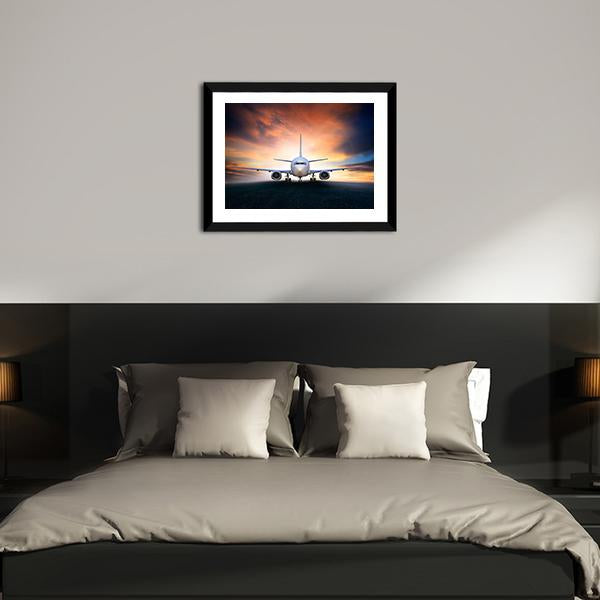 Airplane On Runway Canvas Wall Art-5 Horizontal-Gallery Wrap-22" x 12"-Tiaracle