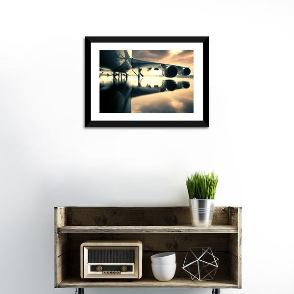 Airplane Over Water In The Thailand Canvas Wall Art-1 Piece-Framed Print-20" x 16"-Tiaracle
