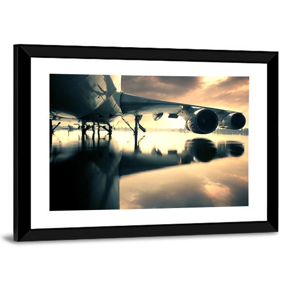 Airplane Over Water In The Thailand Canvas Wall Art-3 Horizontal-Gallery Wrap-25" x 16"-Tiaracle