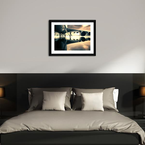 Airplane Over Water In The Thailand Canvas Wall Art-3 Horizontal-Gallery Wrap-25" x 16"-Tiaracle