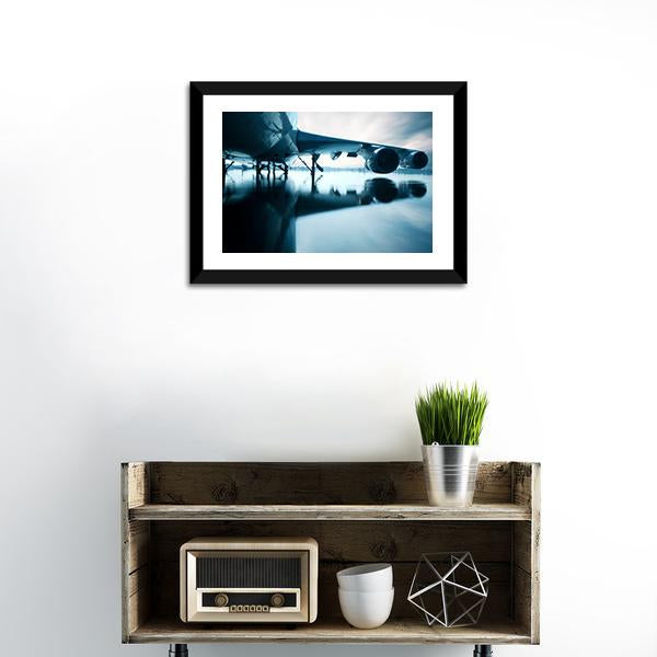 Airplane Over Water Canvas Wall Art-1 Piece-Framed Print-20" x 16"-Tiaracle
