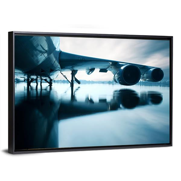 Airplane Over Water Canvas Wall Art-3 Horizontal-Gallery Wrap-25" x 16"-Tiaracle