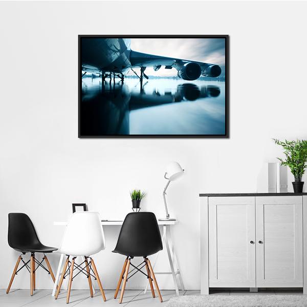 Airplane Over Water Canvas Wall Art-3 Horizontal-Gallery Wrap-25" x 16"-Tiaracle
