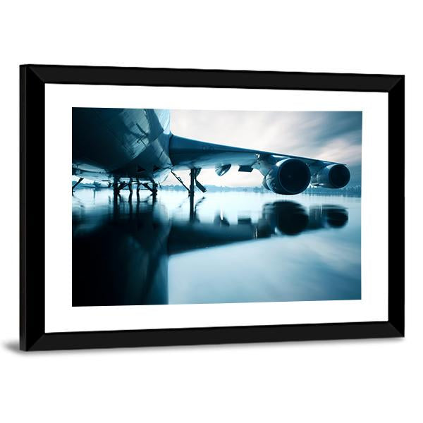 Airplane Over Water Canvas Wall Art-3 Horizontal-Gallery Wrap-25" x 16"-Tiaracle
