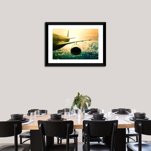 Airplane Wings Flying Above Clouds Canvas Wall Art-3 Horizontal-Gallery Wrap-25" x 16"-Tiaracle