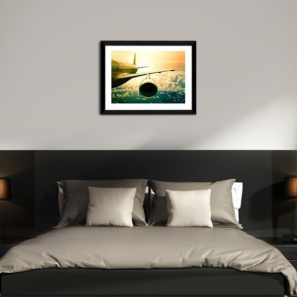 Airplane Wings Flying Above Clouds Canvas Wall Art-5 Horizontal-Gallery Wrap-22" x 12"-Tiaracle