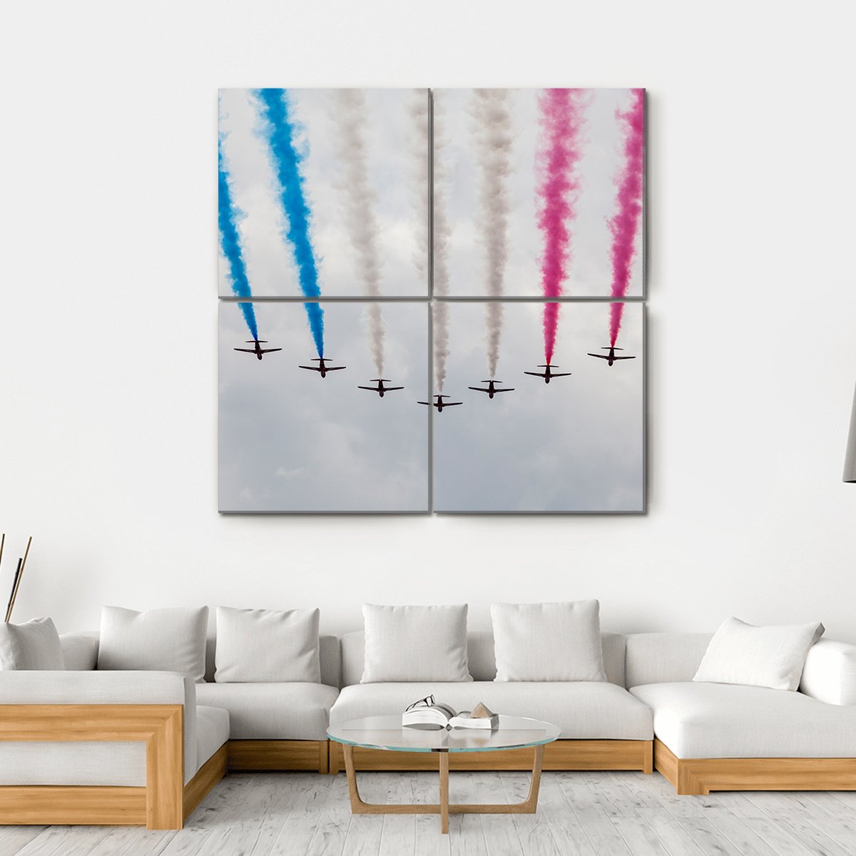 Airplanes Colorful Air Show Canvas Wall Art-4 Square-Gallery Wrap-17" x 17"-Tiaracle