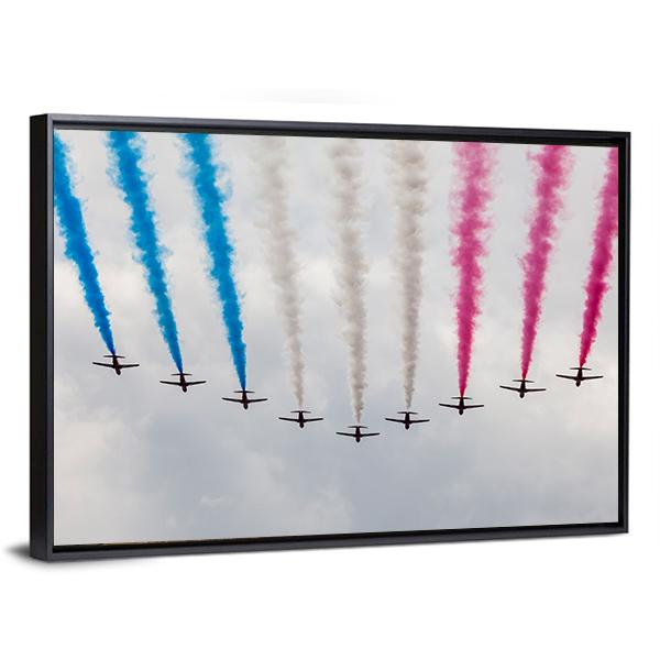 Airplanes Colorful Air Show Canvas Wall Art-3 Horizontal-Gallery Wrap-25" x 16"-Tiaracle