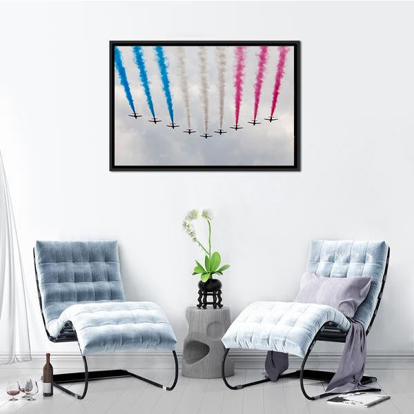 Airplanes Colorful Air Show Canvas Wall Art-3 Horizontal-Gallery Wrap-25" x 16"-Tiaracle