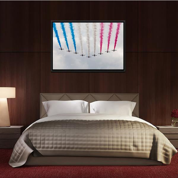 Airplanes Colorful Air Show Canvas Wall Art-3 Horizontal-Gallery Wrap-25" x 16"-Tiaracle