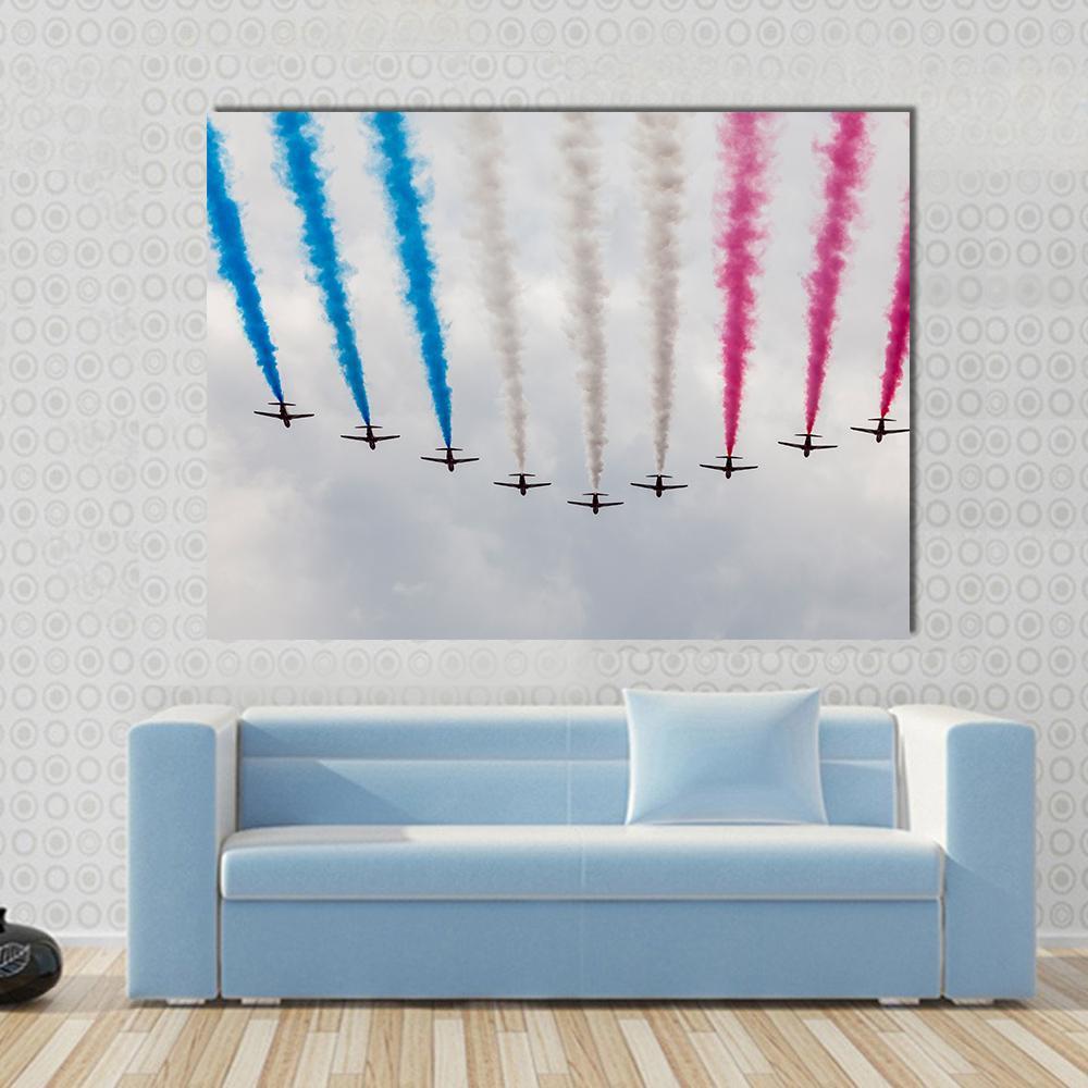 Airplanes Colorful Air Show Canvas Wall Art-1 Piece-Gallery Wrap-48" x 32"-Tiaracle