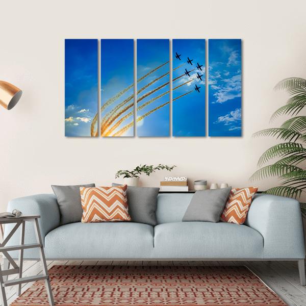 Airplanes On Airshow Canvas Wall Art-5 Horizontal-Gallery Wrap-22&quot; x 12&quot;-Tiaracle