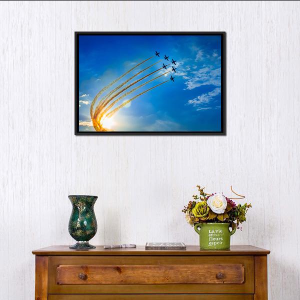 Airplanes On Airshow Panoramic Canvas Wall Art-1 Piece-36" x 12"-Tiaracle