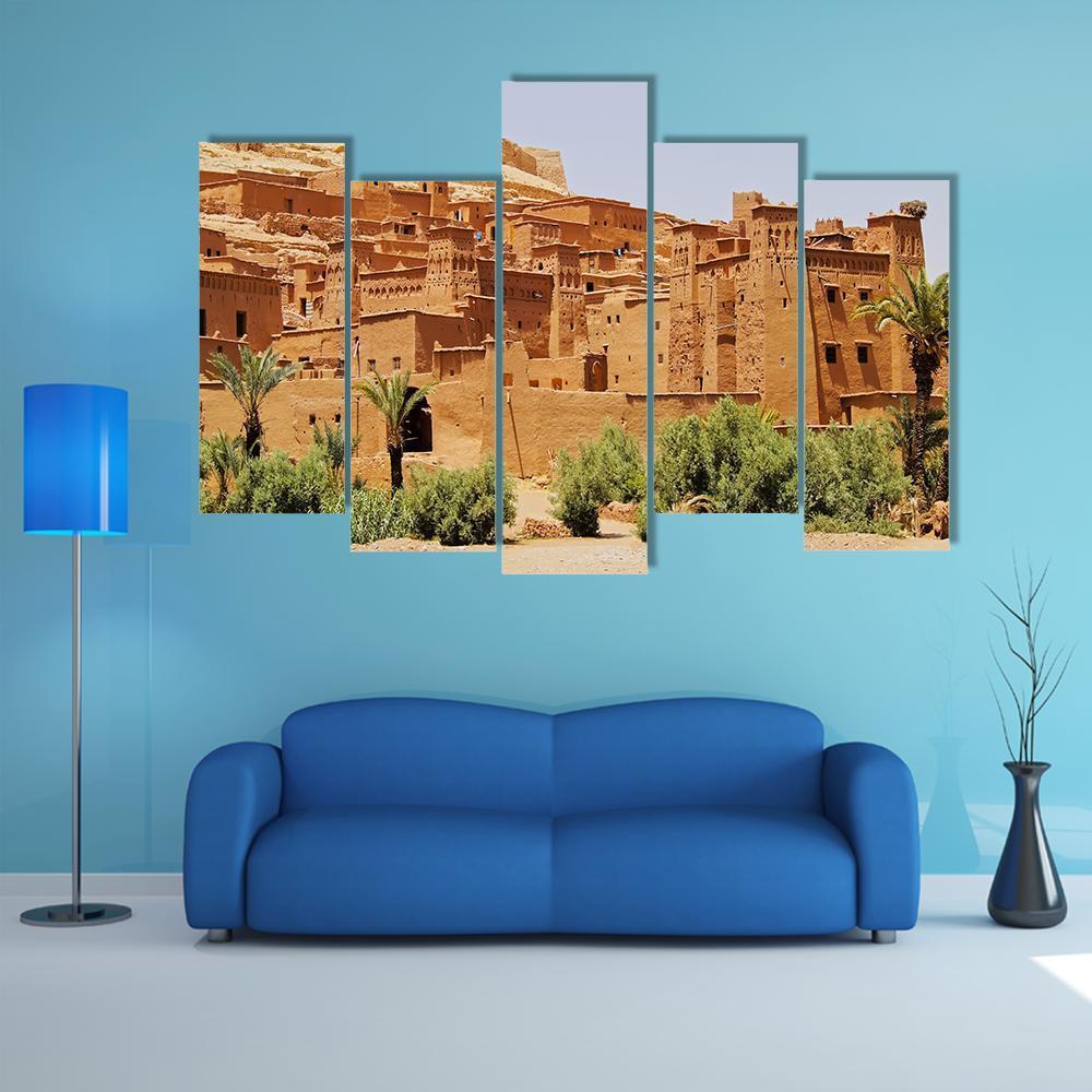Ait Benhaddou Canvas Wall Art-5 Pop-Gallery Wrap-47&quot; x 32&quot;-Tiaracle