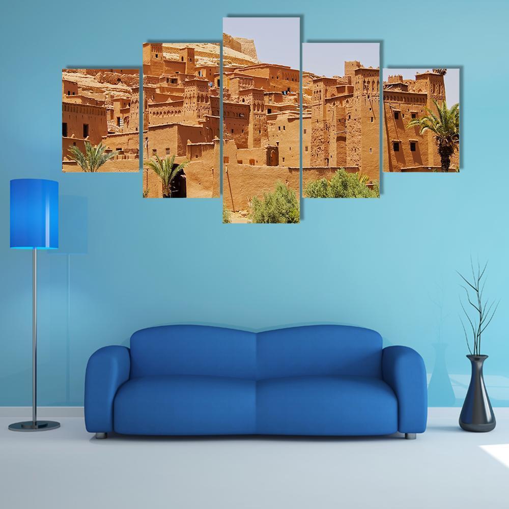 Ait Benhaddou Canvas Wall Art-5 Star-Gallery Wrap-62&quot; x 32&quot;-Tiaracle