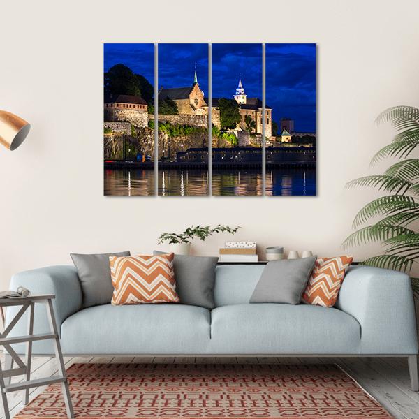 Akershus Fortress And Castle Canvas Wall Art-4 Horizontal-Gallery Wrap-34" x 24"-Tiaracle