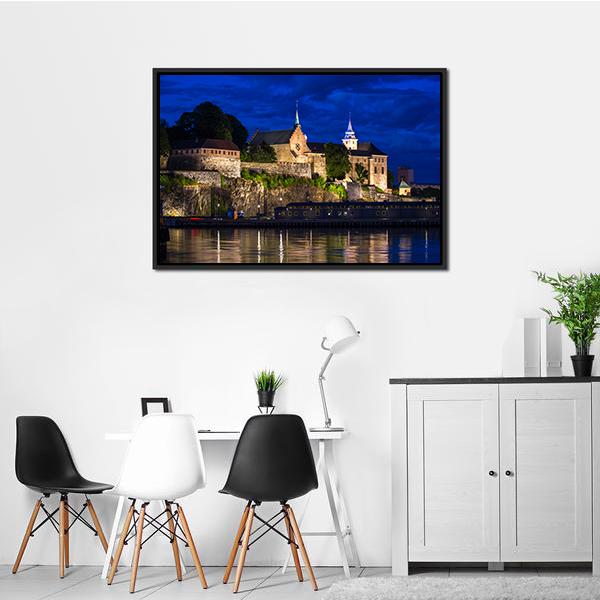 Akershus Fortress And Castle Canvas Wall Art-3 Horizontal-Gallery Wrap-25&quot; x 16&quot;-Tiaracle