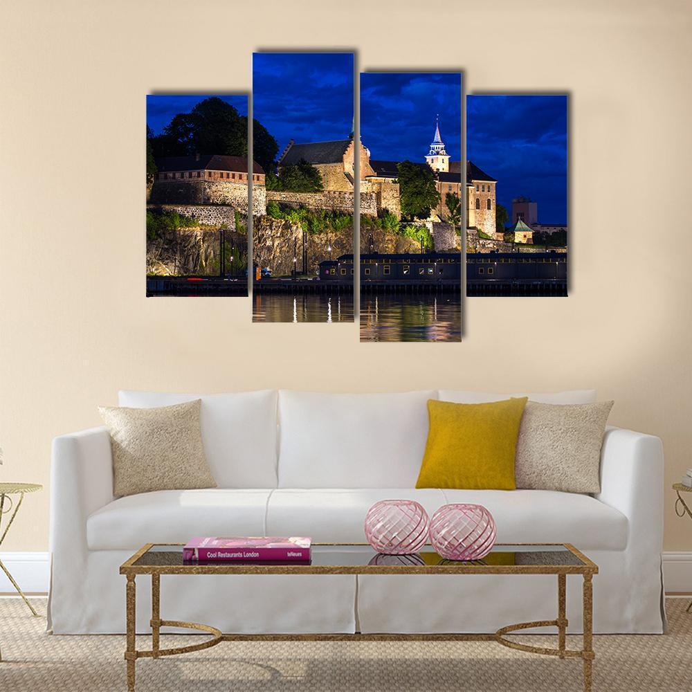 Akershus Fortress And Castle Canvas Wall Art-4 Pop-Gallery Wrap-50&quot; x 32&quot;-Tiaracle