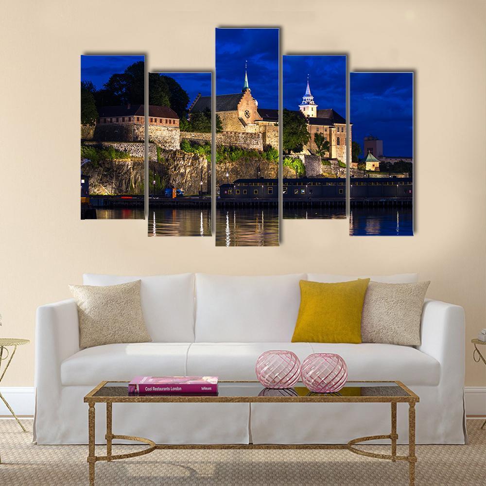 Akershus Fortress And Castle Canvas Wall Art-5 Pop-Gallery Wrap-47" x 32"-Tiaracle