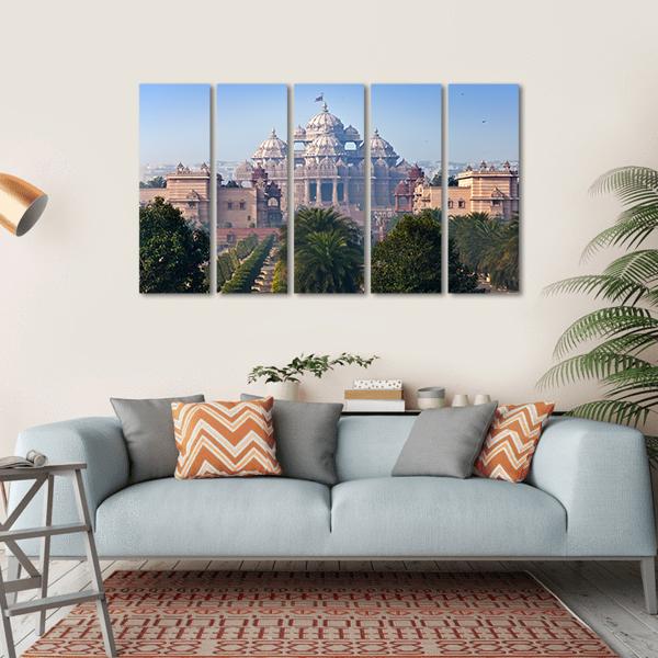 Akshardham Temple Canvas Wall Art-5 Horizontal-Gallery Wrap-22" x 12"-Tiaracle