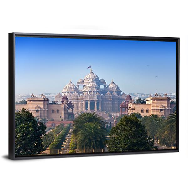 Akshardham Temple Canvas Wall Art-5 Horizontal-Gallery Wrap-22" x 12"-Tiaracle