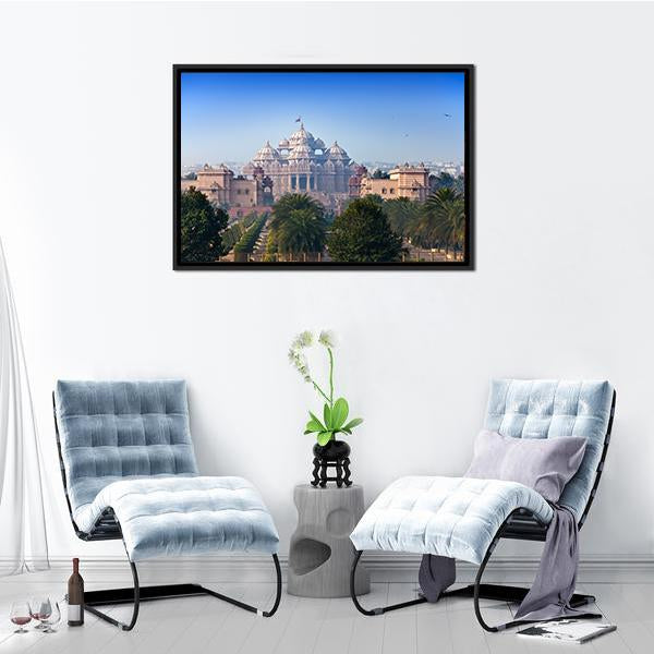 Akshardham Temple Canvas Wall Art-5 Horizontal-Gallery Wrap-22" x 12"-Tiaracle
