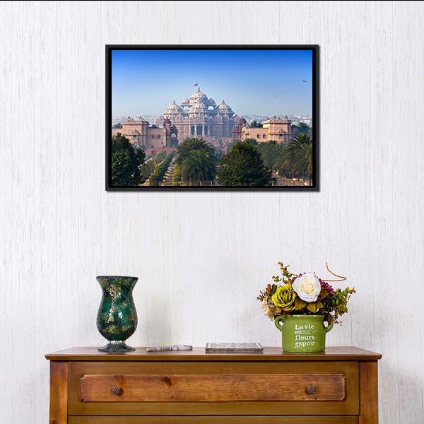Akshardham Temple Canvas Wall Art-5 Horizontal-Gallery Wrap-22" x 12"-Tiaracle
