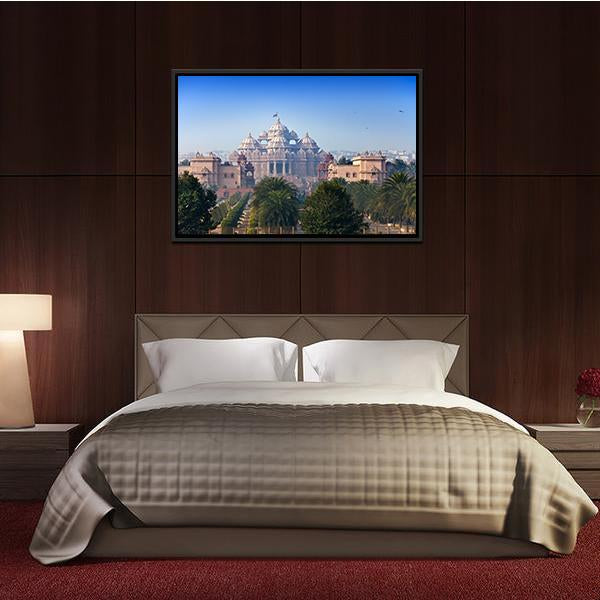 Akshardham Temple Canvas Wall Art-5 Horizontal-Gallery Wrap-22" x 12"-Tiaracle