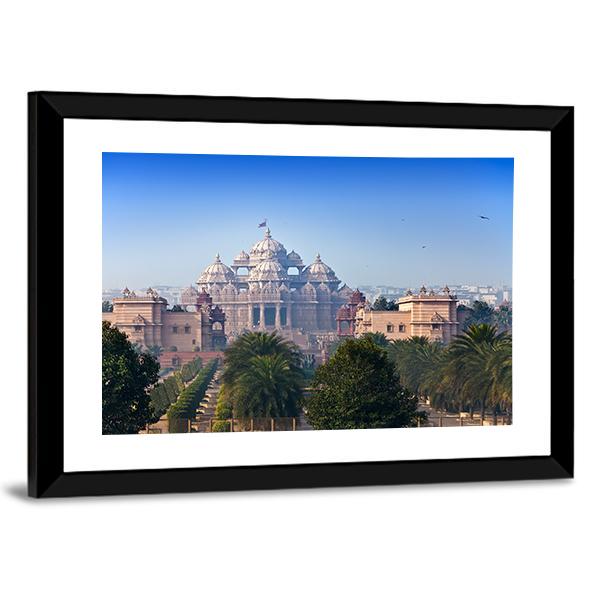 Akshardham Temple Canvas Wall Art-5 Horizontal-Gallery Wrap-22" x 12"-Tiaracle