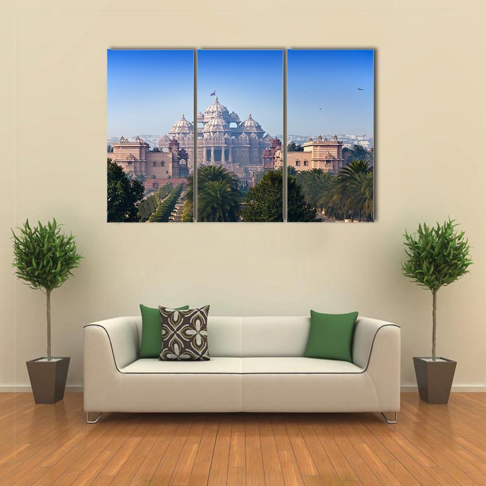 Akshardham Temple Canvas Wall Art-3 Horizontal-Gallery Wrap-37" x 24"-Tiaracle