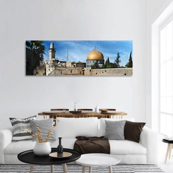 Western Wall In Jerusalem Panoramic Canvas Wall Art-3 Piece-25" x 08"-Tiaracle